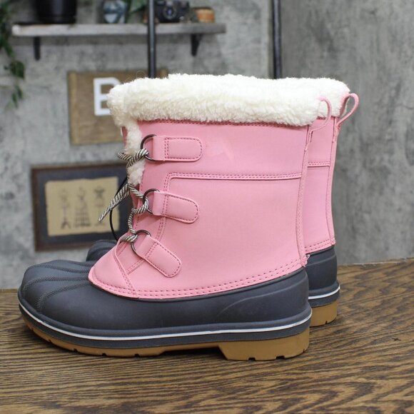 Cat & Jack Girls Faux Fur Kit Winter Boots AEX51 Pink 6 - Picture 2 of 7